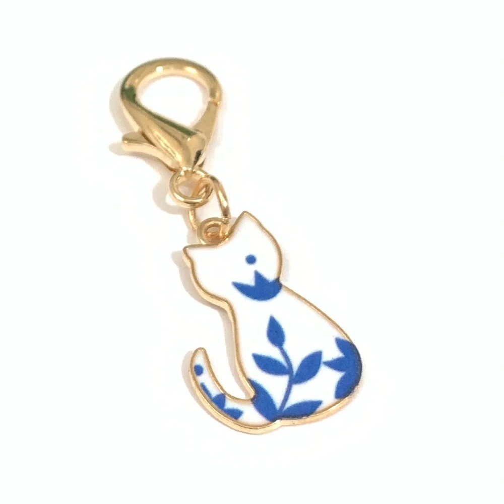 New Gold and Blue Cat Charm